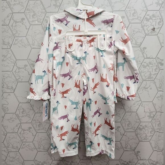 Lot of two Carter's Just One You Toddler Girls' 2 pc Reindeer Pajama Sets - Picture 5 of 6
